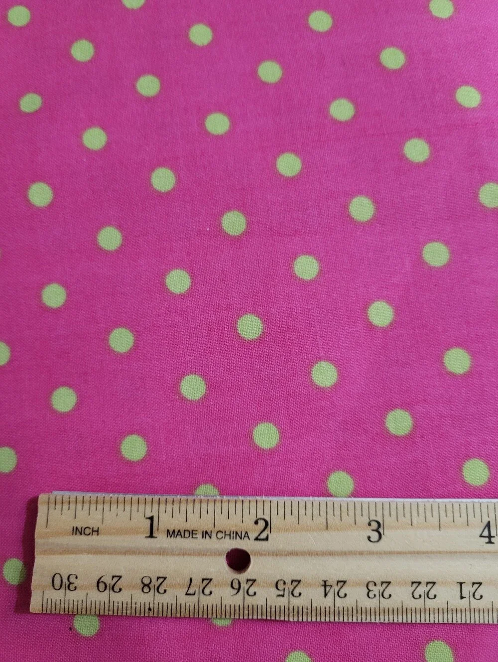 VIP By Cranston Pink Fabric with Lime Green Polka Dots (1522)